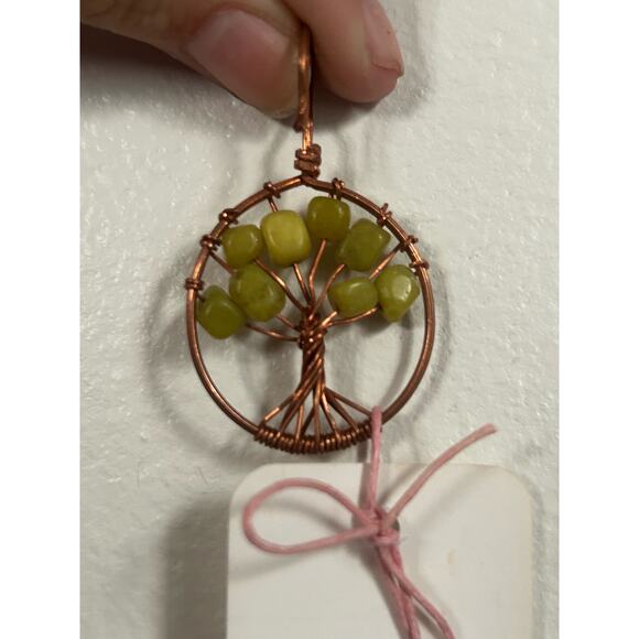 Handmade Copper and Serpentine Crystal Tree of life 3.5x2” Wall Decor - Picture 5 of 5